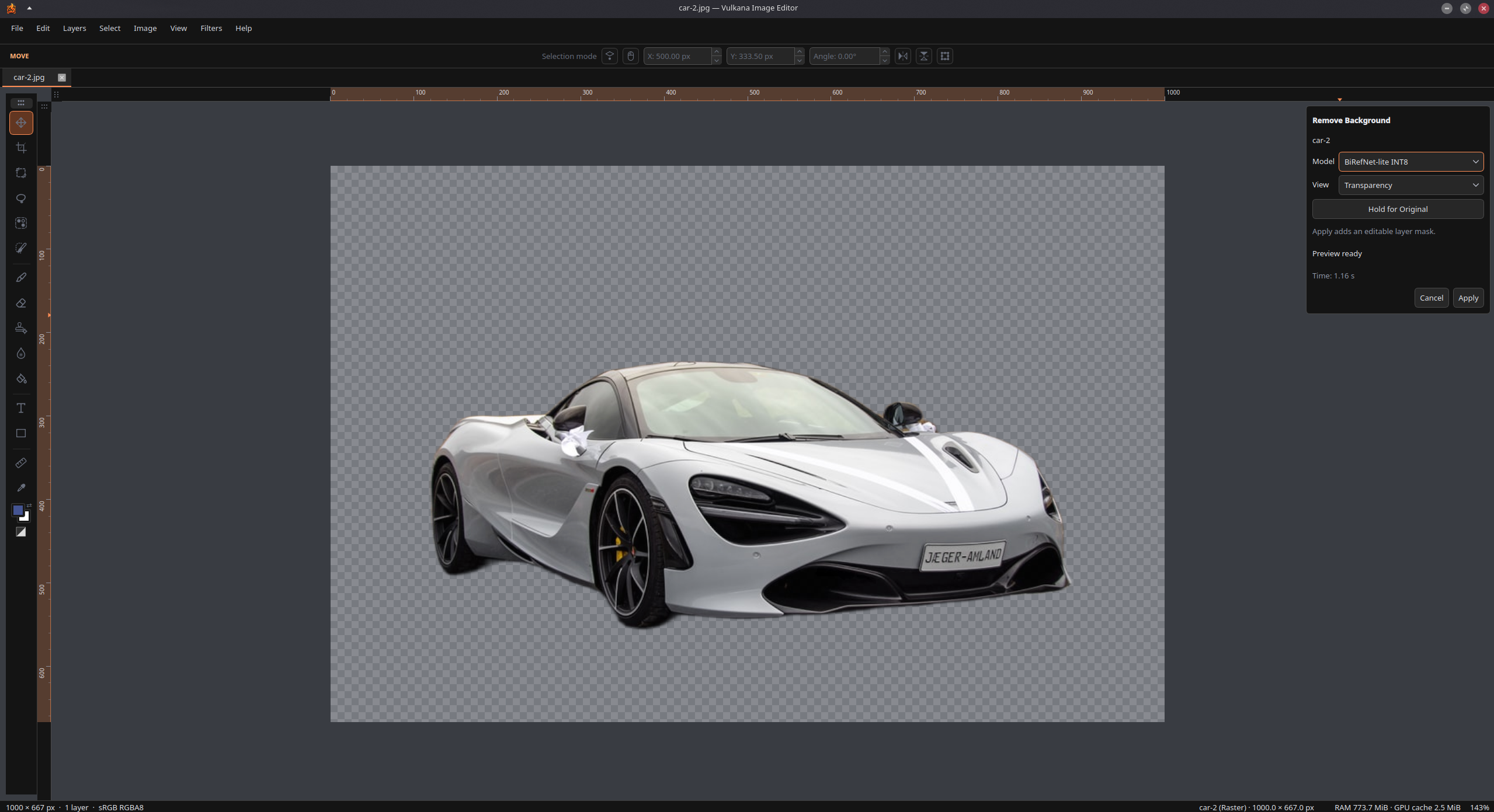 Vulkana Image Editor workspace screenshot