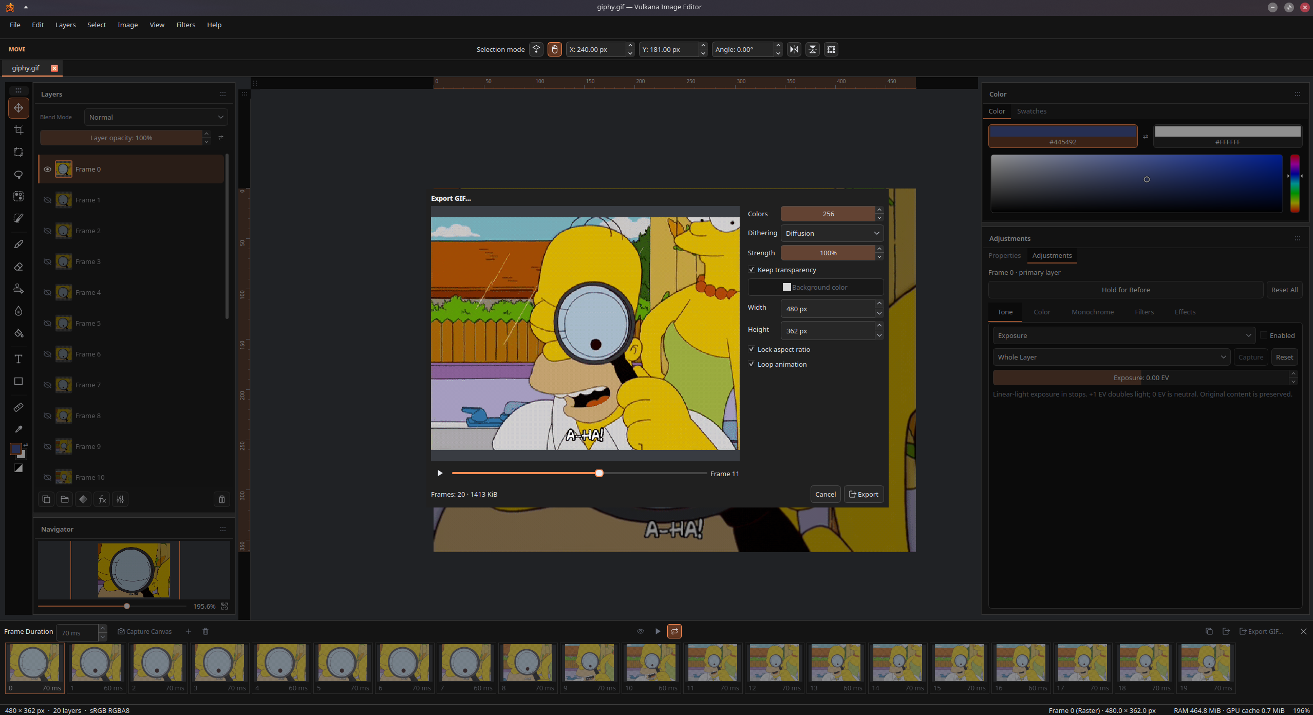 Vulkana Image Editor editing session screenshot